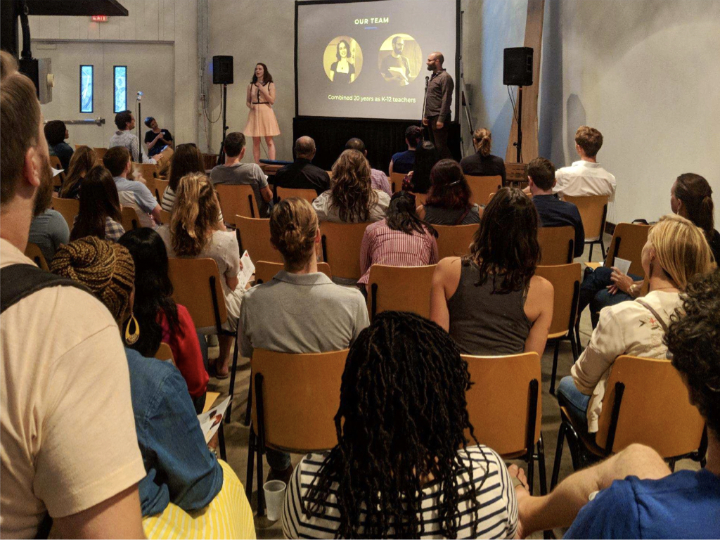 Pitching to a crowd at Impact Hub